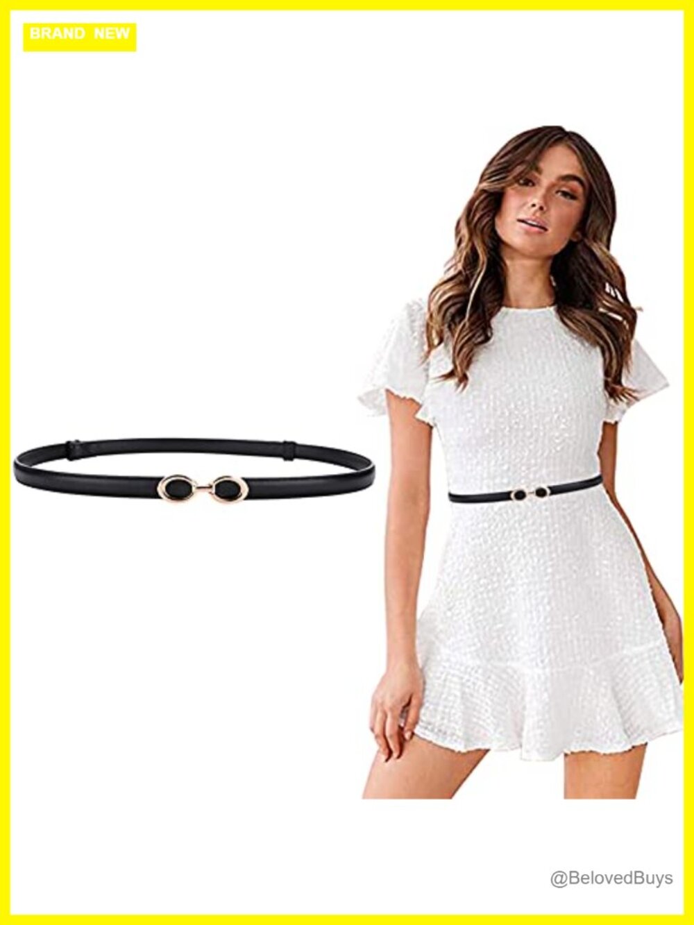 Women's Genuine Leather Skinny Belt Adjustable Thin Waist Belt Gold Buckle
